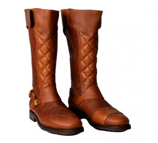 THE QUILTED TROPHY GOLDTOP MOTORCYCLE BOOTS Waxed Brown