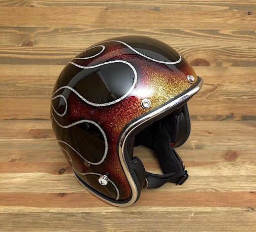 CASCO SEVENTIES FLAMES 14 GLOSSY BLACK &amp; RED